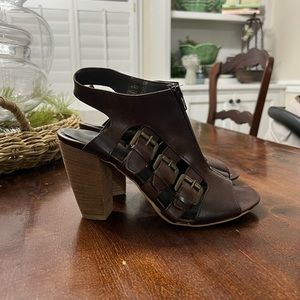 Brown leather heels